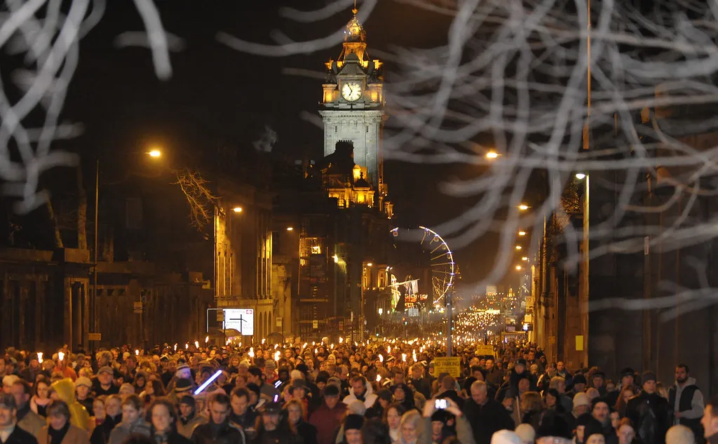 Joining the Torchlight Procession in Edinburgh